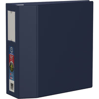 Avery® - Reliure robuste à anneaux en D à pression simple, 4 po, bleu marine-Les anneaux sans espace Gap Free emp&ecirc;chent les pages de tomber et sont montés par l'arrière pour permettre aux feuilles de reposer à plat  