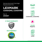 CIG Lexmark C540H2MG/C540H1MG Remanufactured Toner Cartridge - High Yield - Magenta-2000 page yield