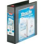 Cardinal XtraLife ClearVue Locking D-Ring Binder, Black, 3”-Interior pockets on the front and back