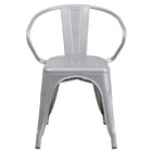 Flash Furniture – Chaise en acier avec bras pour l’intérieur et l’extérieur, argenté (CH31270SIL)-Finition enduite de poudre argentée