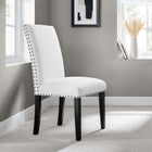Modway Parcel Dining Upholstered Fabric Side Chair - White-Nailhead Trim Accents