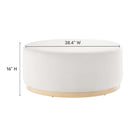 Modway Tilden Large 38" Round Performance Velvet Upholstered Ottoman - Alabaster/Natural-Stain-Resistant Fabric