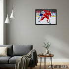 Lucas Raymond Detroit Red Wings - Framed Canvas - 31" x 22"-Ready to hang - arrives fully assembled