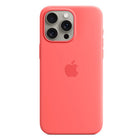 Apple Silicone Case with MagSafe for iPhone 15 Pro Max - Guava-The silky, soft-touch finish of the silicone exterior feels great in your hand
