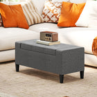 HOMCOM Rectangular Tufted Linen Storage Ottoman Bench with Flip Top - Grey-The rubberwood feet ensures its durability
