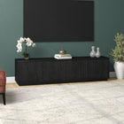 Hudson&Canal Hanson TV Stand for TV's up to 85" - Black Grain-Features easy assembly