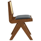 Modway Thera Vegan Leather and Cane Dining Side Chairs - Walnut/Black - 2 Pack-7