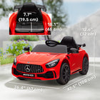 Qaba 12V Mercedes-Benz Licensed Kids Electric RC Car - Red-Features headlights, rear lights, horn, and music for immersive play 