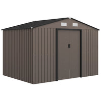 Outsunny - Abri de jardin 9,1' x 6,4' x 6,3' avec kit de fondation en acier-Grand espace intérieur pour ranger des outils de bicyclette, des outils de jardin, des équipements d'entretien de pelouse et plus encore