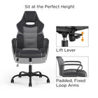 Emerge Vector Luxura Faux Leather Gaming Chair - Black/Grey-Height adjustment, fixed loop arms, tilt tension, tilt lock