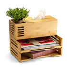 Officemate - Boîte à mouchoirs multifonctionnelle rectangulaire en bambou - Grain de bois naturel-6