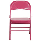 Flash Furniture – Chaise pliante en métal HERCULES COLORBURST à double pivot et triple renfort, fuchsia vif (HF3-FUCHSIA-GG)-Patins glisseurs non marquantes