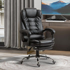 HOMCOM - Fauteuil de bureau exécutif inclinable en similicuir avec accoudoirs - noir-Revêtement en cuir PU facile d’entretien