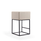 Manhattan Comfort - Tabouret de comptoir Embassy 52 cm style milieu du siècle moderne, revêtement en similicuir crème et noir, lot de 3-21 po L x 23 po l x 34 po H