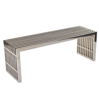 Modway Gridiron Medium Stainless Steel Bench - Silver-Perfect Modern Bench or Table