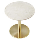 Modway Viva Round White Marble Side Table - Brass White-Non-Marking Pad For Floor Protection