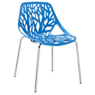 Modway Stencil Dining Side Chair - Blue-Organic leafy forest motif