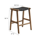 Modway - Saoirse Tabouret de comptoir en corde tissée en bois - Noir noyer - Ensemble de 2-Conception du tressage en panier