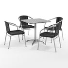 Flash Furniture 27.5'' Square Aluminum Indoor-Outdoor Table with 4 Black Rattan Chairs (TLH-ALUM-28SQ-020BKCHR4-GG)-Aluminum, Black