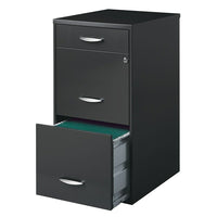 Office Designs 3 Drawer Vertical File Cabinet - Letter - Black-Heavy-duty 3-piece, ball-bearing slide suspension for drawers that glide smoothly