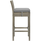 Modway - Conduit Terrasse extérieure Rotin en osier Tabouret de bar - Gris clair-Cadre en aluminium revêtu en poudre