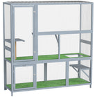 PawHut Catio Outdoor Cat Enclosure - 77" H - Wooden with Roof-Connects to a window, providing your cat safe indoor and outdoor access
