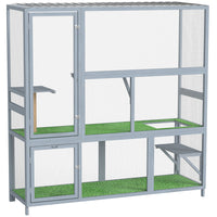 PawHut Catio Outdoor Cat Enclosure - 77" H - Wooden with Roof-Connects to a window, providing your cat safe indoor and outdoor access

