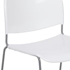 Flash Furniture HERCULES Series Ultra-Compact Stack Chair with Silver Powder Coated Frame - White-Ergonomically Contoured White Plastic Back and Seat