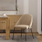 Manhattan Comfort - Chaise de salle à manger moderne Gracie 61,5 cm en similicuir, coloris beige et noir-Caractéristiques du cadre et des pieds Choix entre acier noir entièrement soudé ou acier inoxydable doré