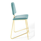 Modway Ponder Performance Velvet Bar Stool - Sea Blue-Dining Bar Stool