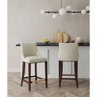 Manhattan Comfort Shubert 22.64" Modern Leatherette Upholstered Barstool - Ivory - 2 Pack-Frame Made of Solid Beech Wood with Rich Dark Finish - Features a Gold Metal Foot Plate