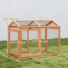 PawHut Wooden Chicken Run, Outdoor Chicken Coop with Perch and Dual Doors-Provides a spacious 7.58 sq ft (0.7㎡) area for chickens to roam freely