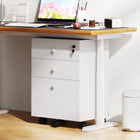 HOMCOM 3-Drawer Filing Cabinet with Lock, Mobile - White-Sleek design with knob handles to complement office decor
