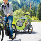 Aosom 2-in-1 Dog Bike Trailer with Suspension, Hitch and Storage Pockets - Green-Zippered front/ back doors for easy entry 