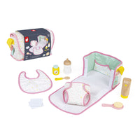 Janod Toy Nursery & Changing 9-Piece Set-Take care of your doll with this cute nursery set.