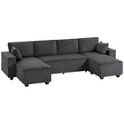 HOMCOM U-Shaped Sofa Couch with Double Chaises - Dark Grey-Pocket springs and thick original foam ensure balanced softness and long-lasting support  