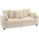 HOMCOM - Canapé 3 places en velours côtelé avec 8 coussins amovibles - beige-Disposez librement plusieurs coussins de dossier selon votre confort et votre style 
