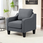 HOMCOM Armchair with Pocket Spring - Thick Padded for Living Room - Charcoal Grey-Breathable linen-feel fabric for year-round coziness 
