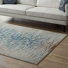 Modway Hesper Distressed Contemporary Floral Lattice Area Rug - 8 ft W x 10 ft L - Teal Beige/Brown-Gripping Rubber Underside