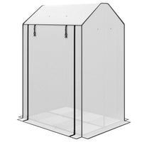 Outsunny - Serre mini à 3 niveaux avec housse en plastique et cadre en acier, transparent-Quatre étagères pour l’organisation, fixées avec des boucles  
