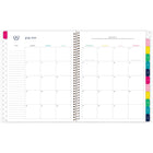 Emily Ley Simplified 2026-27 Navy Floral Teacher Weekly/Monthly Planner - 11" x 9" - English-One month per two page spread has unruled daily blocks, a lined to-do section, a “simplicity tip” to help you plan and a tab for easy navigation. 