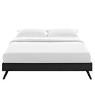 Modway Helen Vinyl Queen Bed Frame with Round Splayed Legs - Black-Ten Wood Support Slats