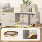 PawHut Cat Litter Box Enclosure with Rattan Door and Scratching Pad - White-Boho style with rattan door enhances home aesthetics 