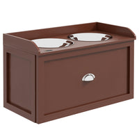 PawHut Large Elevated Dog Bowl Stand with Bowl and Storage - Brown-Includes two removable stainless steel bowls for easy cleaning and refilling 