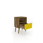 Manhattan Comfort Liberty 1.0 Nightstand, Rustic Brown/Yellow (203AMC94)-Perfect for Storage or Display items.