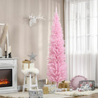 HOMCOM 7' Pencil Artificial Christmas Tree - Pink-Realistic branches give a full and lush look to the tree 