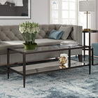 Hudson&Canal Hera 45"W Rectangular Coffee Table with Mirror Shelf - Blackened Bronze-Features easy assembly