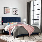 Modway Melanie Tufted Button Upholstered Performance Velvet King Platform Bed - Midnight Blue-Velvet Polyester Upholstery