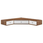 Modway Transmit 47" Wall Mount Corner Walnut Office Desk - Walnut White-Durable Particbleboard Construction