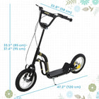 Aosom - Trottinette pour jeunes avec roue en caoutchouc gonflable de 12 po - noir-Freins avant et arrière inclus pour un arrêt sécurisé 
